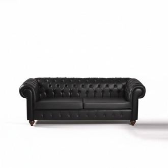 Black Chesterfield three seater office furniture couch luxury seater