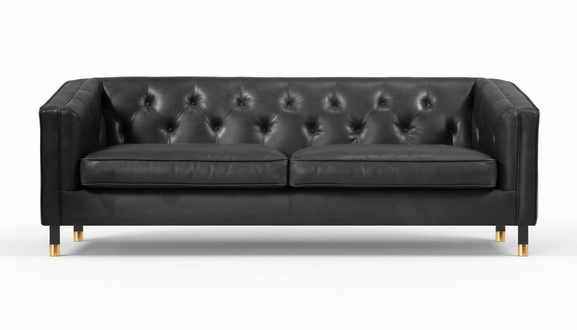 Black Chesterfield Three-Seater Modern Design Leather Sofa XXL Large Furniture 230cm New