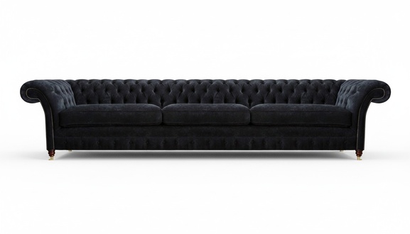 Black Chesterfield three-seater sofa luxurious living room couches