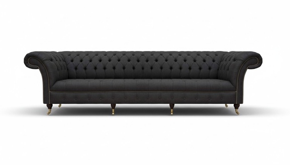 Black Chesterfield upholstered couch Exclusive living room sofa 4-seater