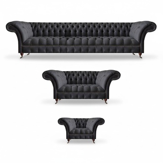 Black Chesterfield fabric seating furniture sofa sets
