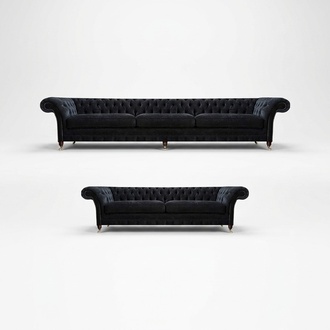 Black Chesterfield upholstered designer living room textile sofas