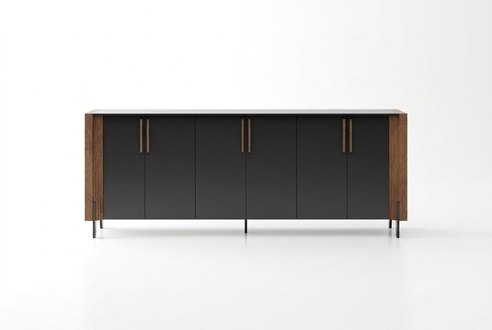 Black wooden console with a modern elegant design.