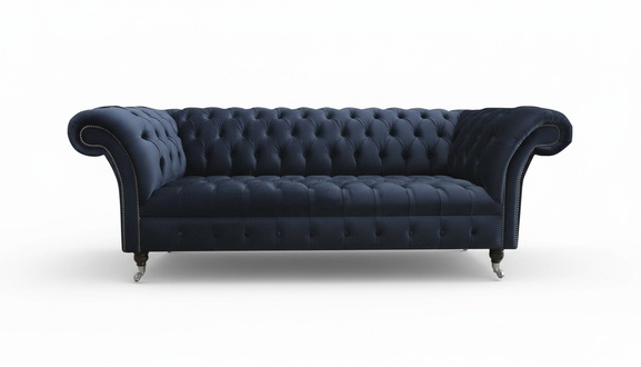 Black Couch Chesterfield Velvet Cover Fabric Sofa Couches Seating Upholstery Furniture