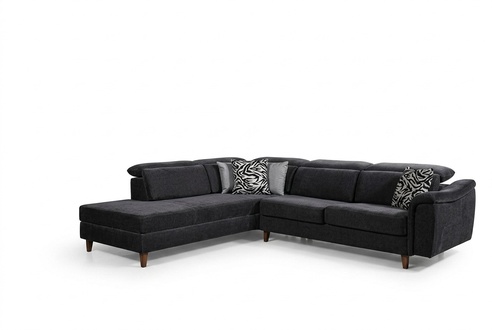 Black upholstered corner sofa L-shape couch living room living area new