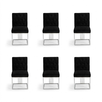 Black dining room 6x chairs armchair designer furniture dining chairs stainless steel chair
