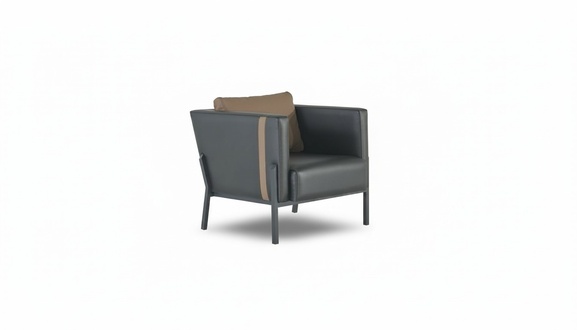 Black leather armchair study designer single seater leather seating