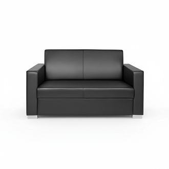 Black Leather Sofa Two Seater Couch Lounge 2 Seater Modern Club 2 Seater