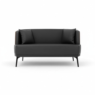 Black living room 2-seater upholstered faux leather sofa 2-seater leather couch