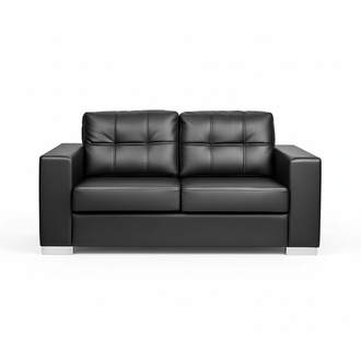 Black living room 2-seater luxury leather relax couch modern design