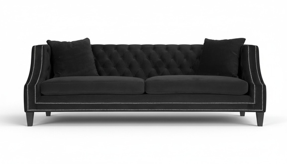 Black luxury sofa two seater couch Chesterfield living room upholstered furniture