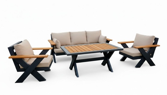 Black Modern Upholstered Furniture Elegant Garden Furniture Modern Coffee Table 5-piece Set New