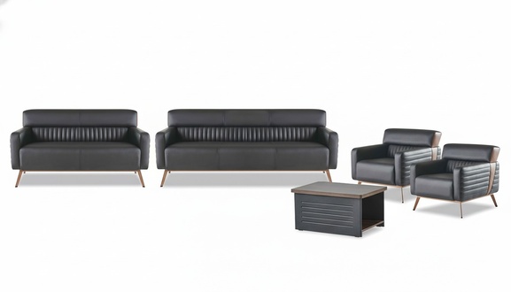 Black office furniture luxurious leather sofas designer armchairs table