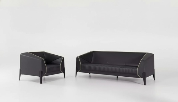Black office furniture Sofa set Armchair three-seater Complete furniture set