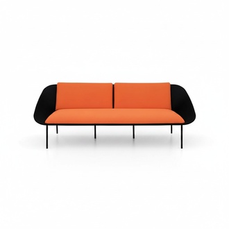 Black-Orange Three-Seater Luxury 3-Seater Upholstered Couch Textile 3-Seater New