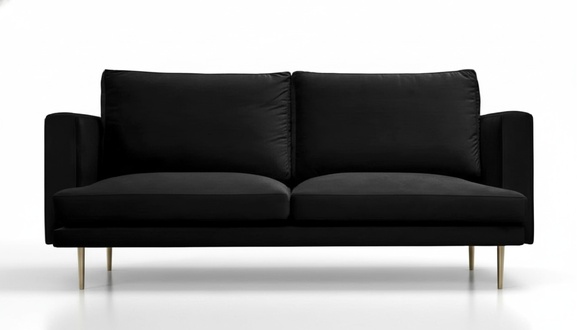 Black sofa Chesterfield three-seater fabric living room couches upholstery new