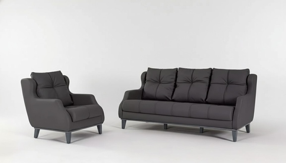 Black sofa set armchair two seater luxury modern set upholstered seat 2+1
