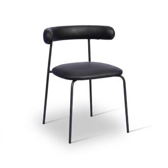 Black stainless steel chair leatherette chairs single seater dining room furniture