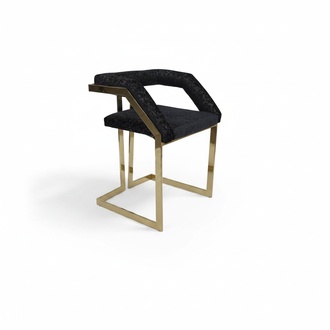 Black Stainless Steel Chair Upholstered Designer Furniture Upholstered Chair
