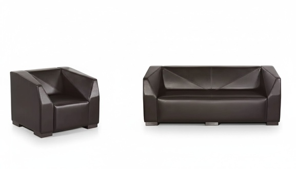 Black study furniture Sofa set three seater luxury armchair 2 pcs