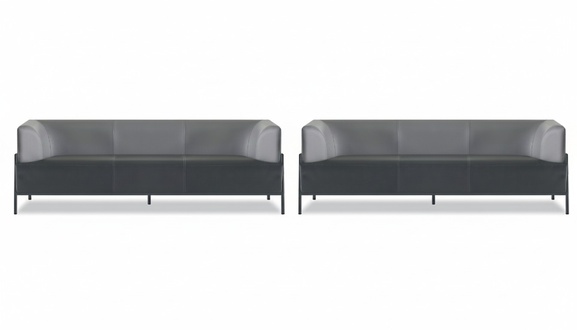 Black office seating set elegant waiting room 3-seater 2-piece set