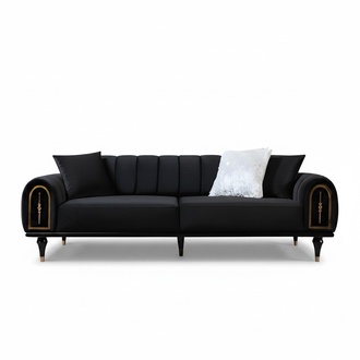 Black three-seater living room upholstered couch designer 3-seater furniture