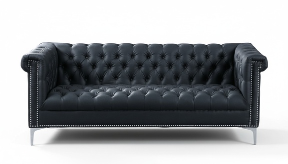 Black Three Seater Chesterfield Modern Design Couches Leather Sofa Designer Furniture