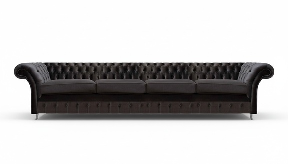 Black Chesterfield Upholstered Sofa 4-Seater Elegant Couch Modern Seating Furniture