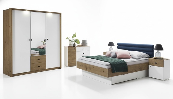 Designer Upholstered Bed Beds Fabric Wood Luxury Double Bed Marriage Bed 180x200cm