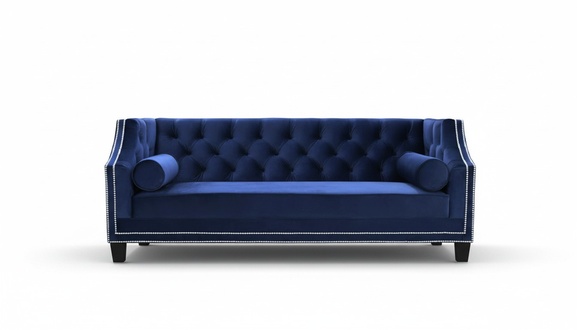 Blue Chesterfield Blue 2-Seater Textile Fabric Creative Furniture Sofa Modern Design