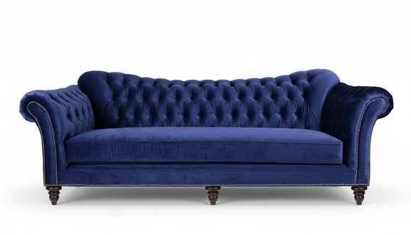 Blue Chesterfield Living Room Modern Design Couches Sofa Designer Furniture Fabric