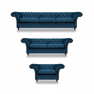 Blue Chesterfield seating furniture Modern sofa set living room furniture 3-piece