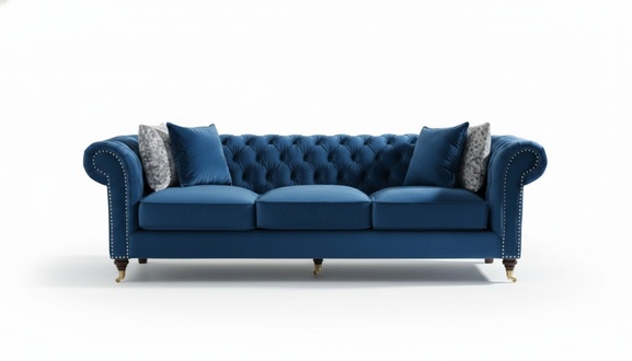 Blue Chesterfield sofa couch upholstery fabric leather couches upholstery set new