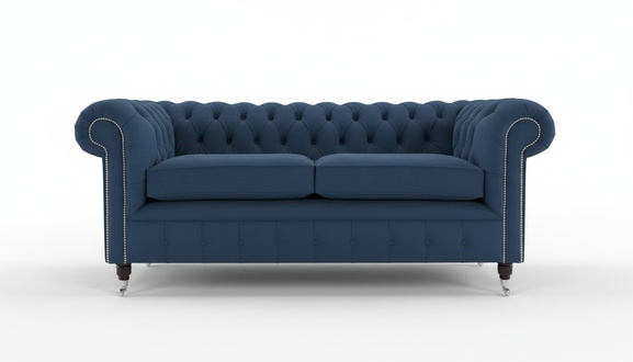Blue Chesterfield couch textile upholstery seat set sofa fabric sofas 3 seater
