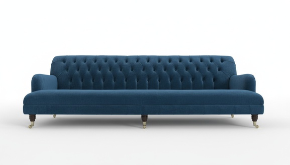 Blue Chesterfield Couch Textile 4 Seater XXL Big Sofa New Velvet Upholstered Comfortable