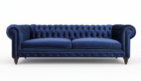 Blue Chesterfield Three-Seater Modern Design Couch Sofa Furniture Fabric Sofas New