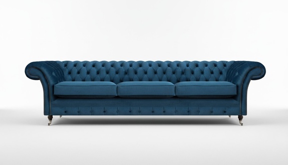 Blue Chesterfield upholstered couch modern textile sofas living room furniture