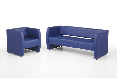Blue complete sofa set office furniture luxury upholstered suite 2+1