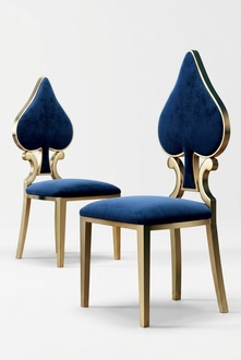 Blue and Gold Dining Chair Modern Single Seat Upholstery and Wooden Chairs