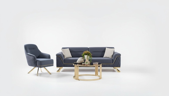 Blue living room seating set designer corner sofa luxury modern armchair