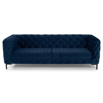 Blue Sofa textile 3-seater Chesterfield sofa couch upholstery fabric couches new Premium Living Room