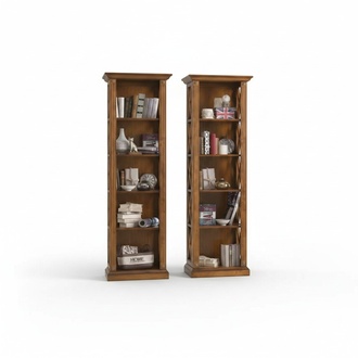Bookcase Shelf Cabinet Living Room Classic Brown Wooden Shelves