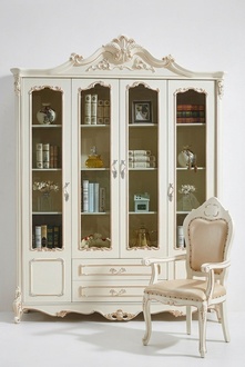 Bookcase Style Art Deco Cabinet Display Case White Furniture Cupboards