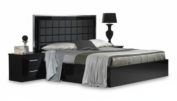 Modern style made of real wooden box spring double bed italian furniture