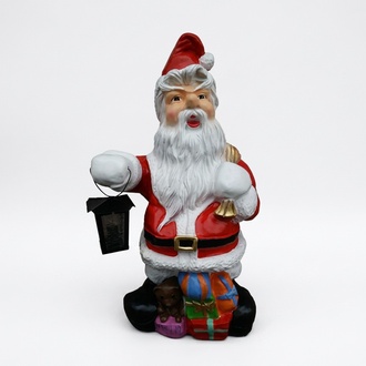 Colorful decorative figure designed as a santa claus with lamp & presents 78cm