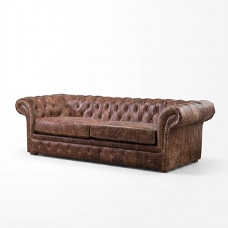 Brown Chesterfield 3-Seater Sofa Classic Luxurious Baroque Textile Leather Couch Modern
