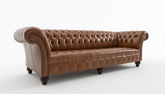 Brown Chesterfield Couch Leather 4 Seater XXL Big Sofa Couches Big New Upholstery