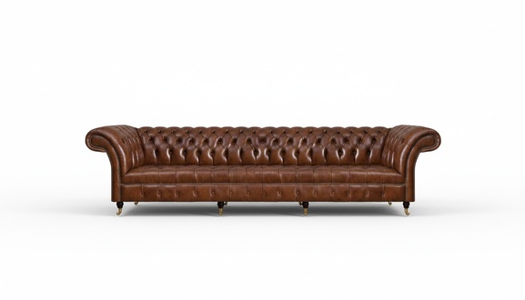 Brown Chesterfield leather sofa living room leather furniture noble seating couches