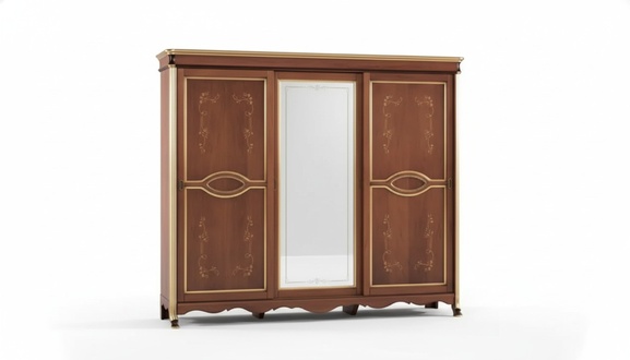 Brown Classic Solid Wood Wardrobe Mirror Bedroom Furniture
