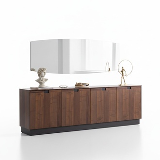 Brown dining room sideboard luxurious console mirror wood furniture 2-piece new